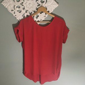 Red Short Sleeve Top - Blouse